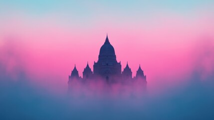 Misty Morning View of Wat Arun Temple Spires