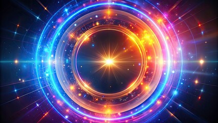 Obraz premium Futuristic Circular Ring with Neon Light Effects and Streaks for Graphic Design and HUD Applications