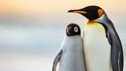 Fototapeta premium Tender Moment Between Penguin and Chick