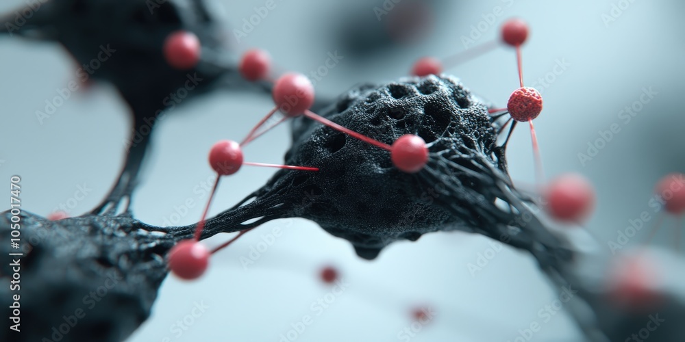 Poster abstract 3d network with red nodes and black lines technology and connection concept