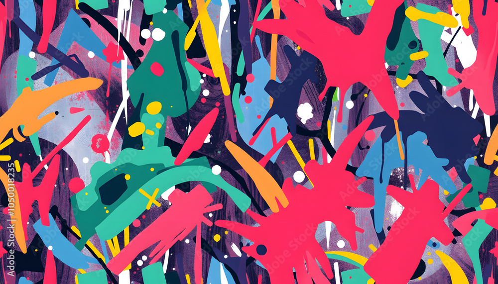 Canvas Prints colored abstract seamless pattern in graffiti style. quality illustration for your design isolated w
