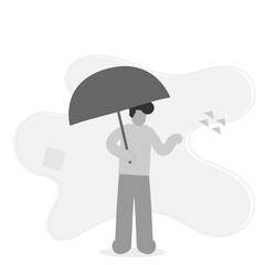 illustration of flat characters and stick figures carrying umbrellas