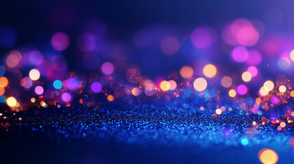 Festive blue purple golden luminous background 