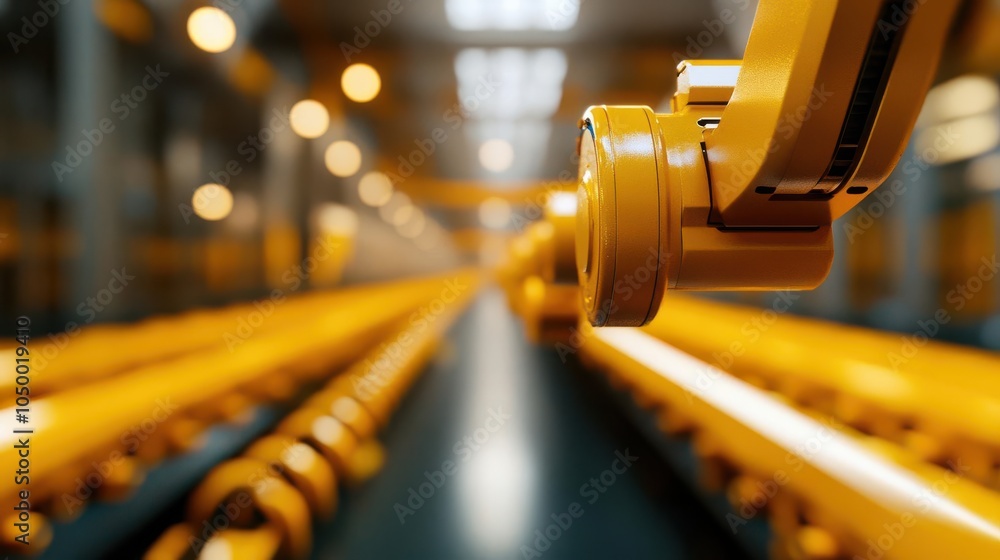 Aufkleber close-up of a robotic arm in a modern factory setting, showcasing advanced automation technology.