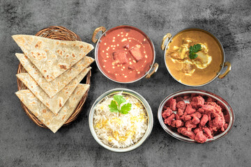 Indian food Thali combinations Indian-style meal with chicken