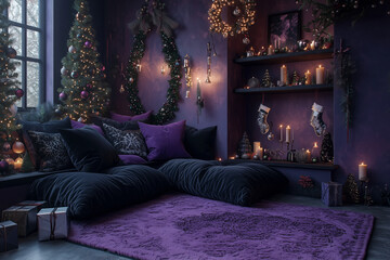 Emo-inspired New Year room with holiday ambiance