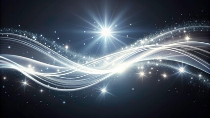 Fototapeta premium Ethereal Silver Waves with Meteor Shine Effect and Spotlight Glimmering Light for Stunning Silhouette Photography