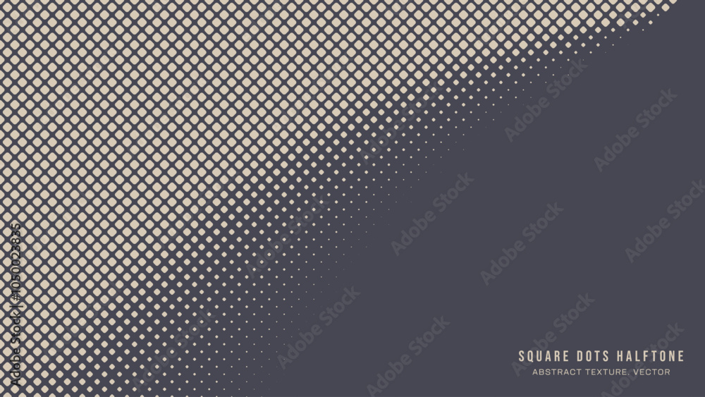 Poster square rounded dots halftone pattern modern border vector abstract background. half tone art faded s