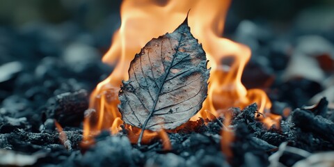 Burning Leaf in Embers  Close up Macro Photography  Fire  Nature  Autumn  Ember  Ashes  Fl