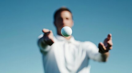 Perfect chip shot captured mid-motion, ball s path clear