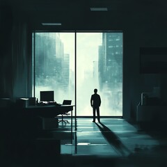 Fototapeta premium silhouette of a person in an office