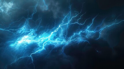 Abstract blue lightning bolts with a dark background.