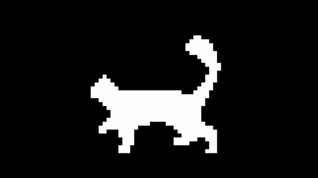 Pixel Art Black Cat Walking Loop Animation