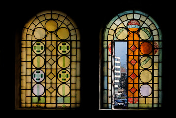 View from inside St. Alexander Nevsky Cathedral, a Bulgarian Orthodox cathedral in Sofia, Bulgaria
