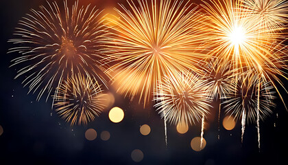 Fototapeta premium new year fireworks display features gold silver abstract background bokeh space
