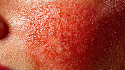 Fototapeta premium Close Up of Sunburned Skin, red, detail, texture, heat, summer