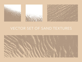 Set of vector sand textures - sandy texture background for banners, flyers and posters - style of beach holidays and travel. High-resolution monochrome patterns - Grains and noise backdrop