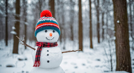 Obraz premium snowman in the forest