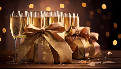 presents bubbly champagne often paired elegant bows special occasions