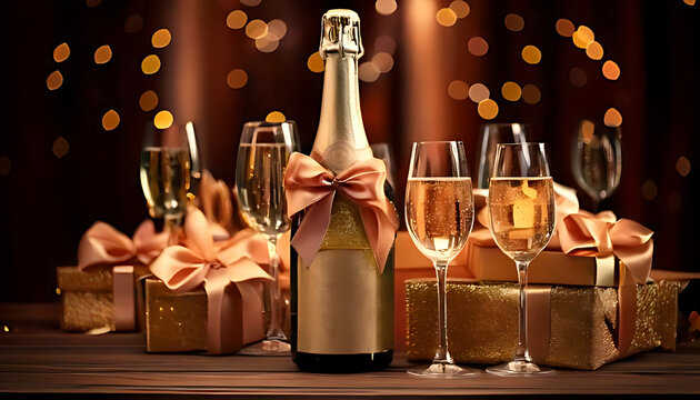 presents bubbly champagne often paired elegant bows special occasions