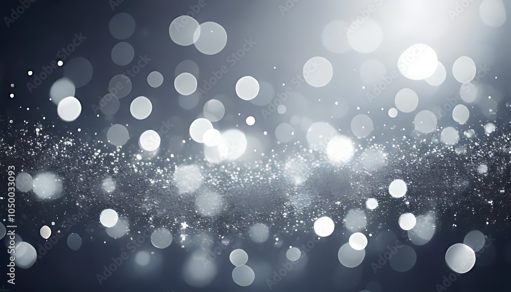 Poster shiny silver abstract blurred white bokeh grey background creating visually striking effect