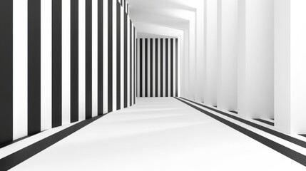Black and white striped graphic images arranged as a corridor or room for use in producing various media or design works.