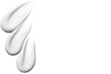 Composition of white cream smears on an empty background. Skincare product, smooth textures.