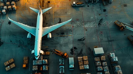 Cargo Plane Soaring Through Blue Skies with Containers Secured in Its Belly, Transporting Air Freight Swiftly Across Continents to Meet Global Delivery Demands