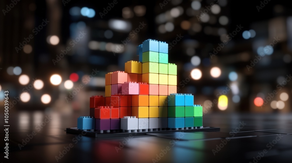 Poster colorful block chart data visualization growth concept