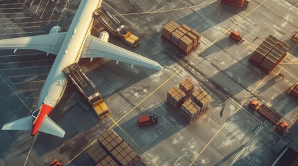 Cargo Plane Soaring Through Blue Skies with Containers Secured in Its Belly, Transporting Air Freight Swiftly Across Continents to Meet Global Delivery Demands