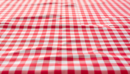 Red checkered textile picnic tablecloth pattern in close-up. Classic italian cuisine style isolated with white highlights, png