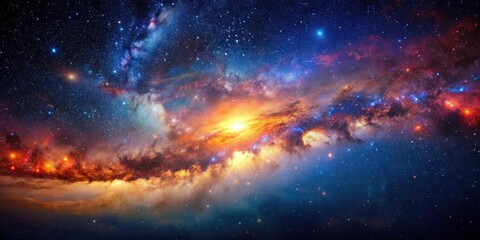 Naklejka premium Stunning Space Background with Realistic Nebula, Shining Stars, Colorful Cosmos, Stardust, Milky Way, Magic Color Galaxy, Infinite Universe, Starry Night, Celestial Wonders