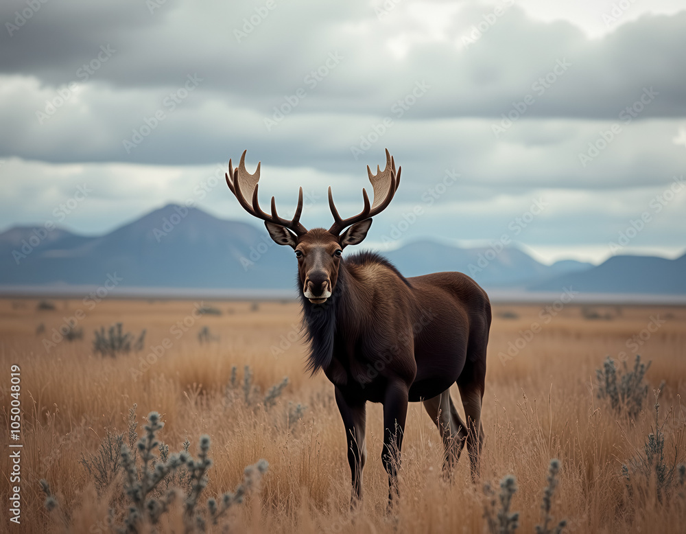 Wall mural a deer standing in a serene landscape