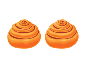 Cinnamon bun and cinnabon Sweet bun snail. Baking desserts. Sweet flour products. Cinnabon on a white background