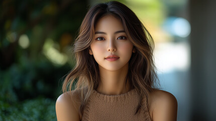 Obraz premium 美女,女性,美しい, 顔, モデル,日本,韓国,中国,アジア,カフェ,ファッション