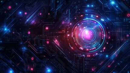 Obraz premium Futuristic Abstract Technology Background with Neon Lights