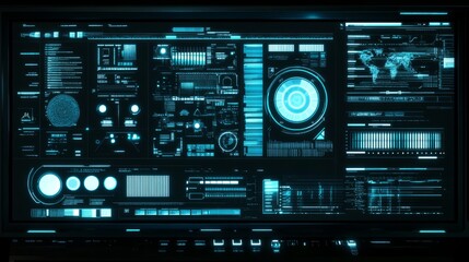 High-Tech Digital Interface with Data Visualization Elements