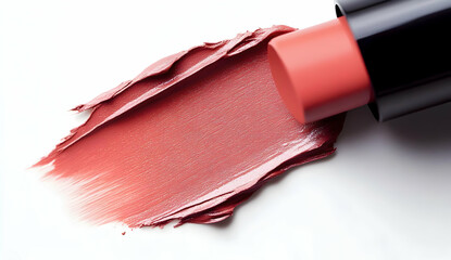 Coral Lipstick Swatch on Clean White Background
