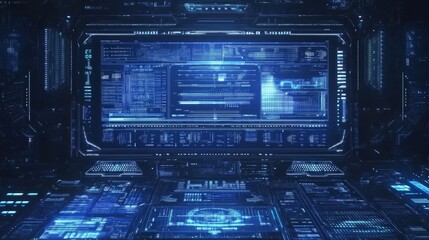 Obraz premium Futuristic Data Interface with Neon Blue Elements