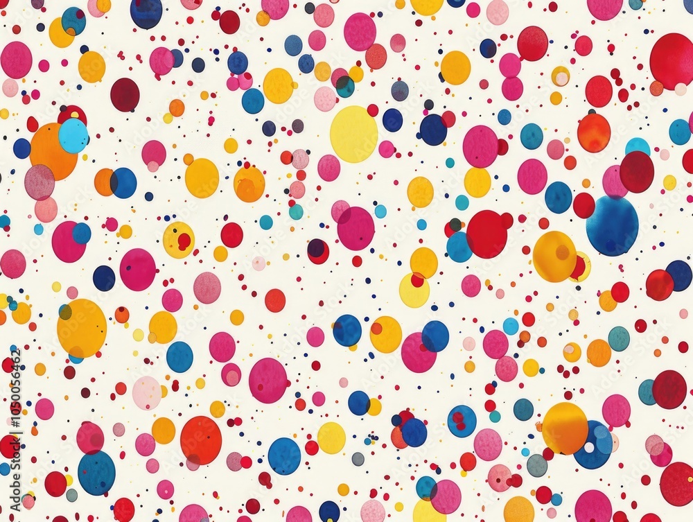 Poster colorful background with many small circles of different colors. the circles are scattered all over 