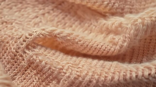 detailed texture soft knitted woolen fabric natural closeup knit pattern macro footage highlights warm cashmere surface offering cozy inviting aesthetic perfect clothing