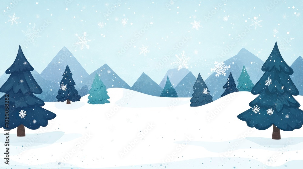 Poster versatile snowy landscape background with customizable space for text or design.