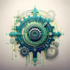 Fototapeta premium Abstract cogwheels, inspiration, innovation and interconnection for business concepts