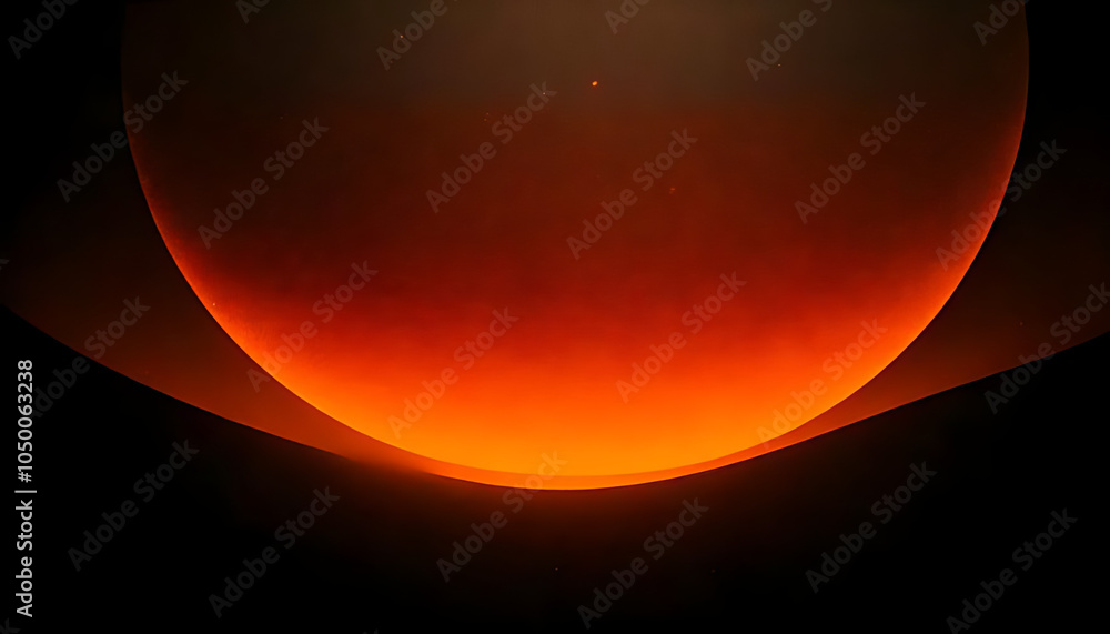Poster dark background features glowing orange shape nois textured design blank space text