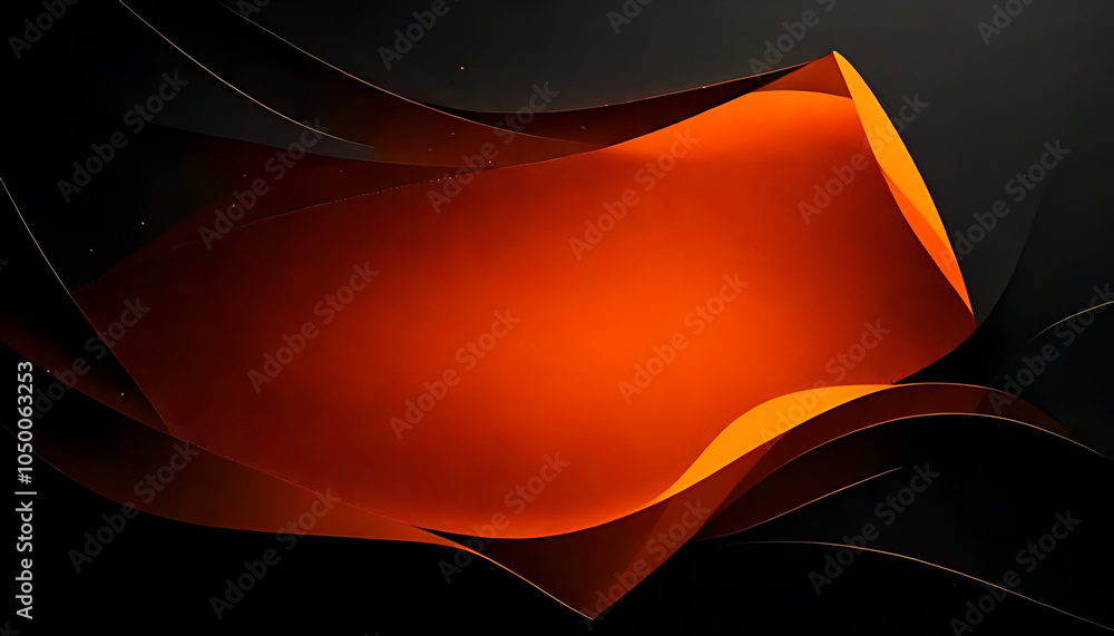 Poster dark background features glowing orange shape nois textured design blank space text