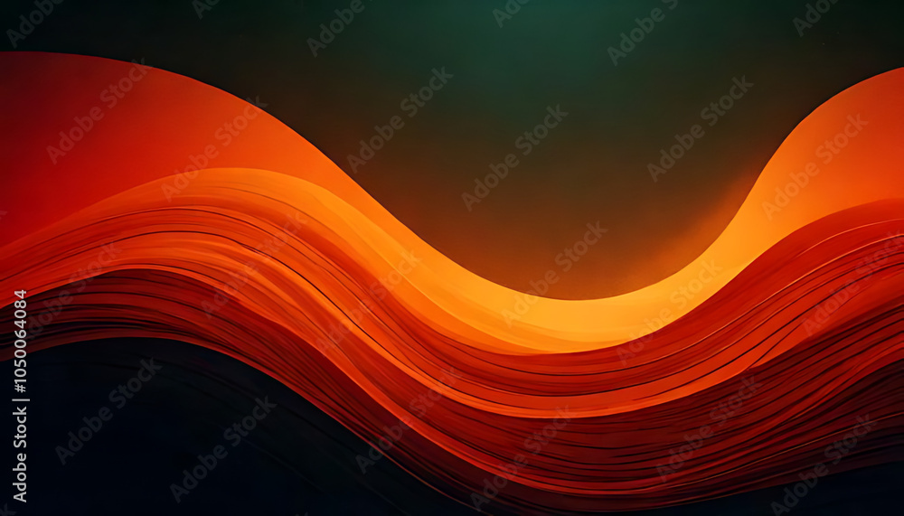 Poster textured gradient warm colors overlaps dark noisy background abstract wave shape grainy detail effec