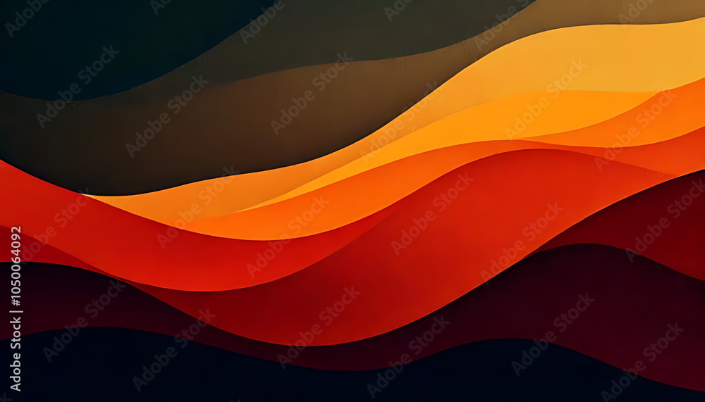 Poster textured gradient warm colors overlaps dark noisy background abstract wave shape grainy detail effec