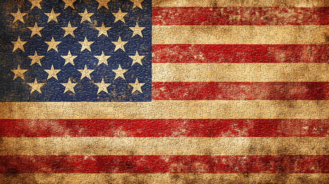 American flag puzzle concept symbolizing unity and completeness