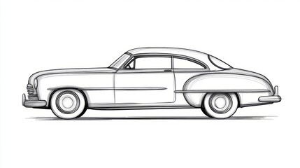 Vintage Classic Car Outline Drawing