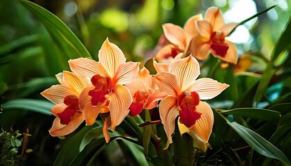 Obraz premium boat orchids bloom beautiful garden setting close